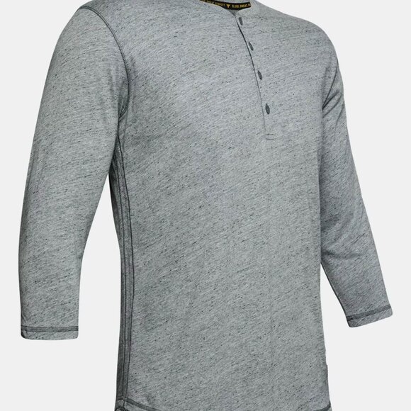 Under Armour Men's UA X Project Rock ¾ Sleeve Henley 1346095-012 Gray/White Sz S - Picture 5 of 6